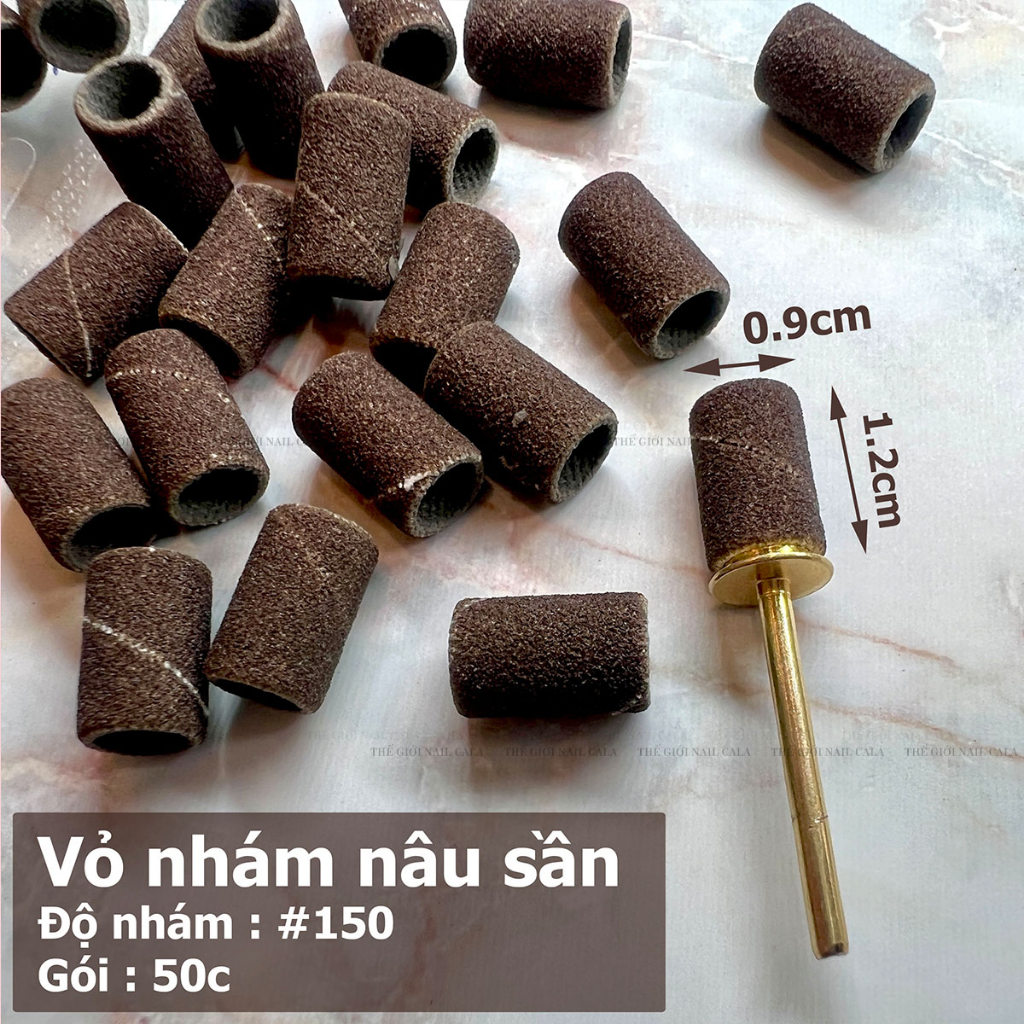 Đầu mài lắp nhám vỏ nhám làm nail - Cuộn vỏ nhám tím mịn, siêu sần - Cuộn vỏ nhám nâu độ nhám #120, #150, #240