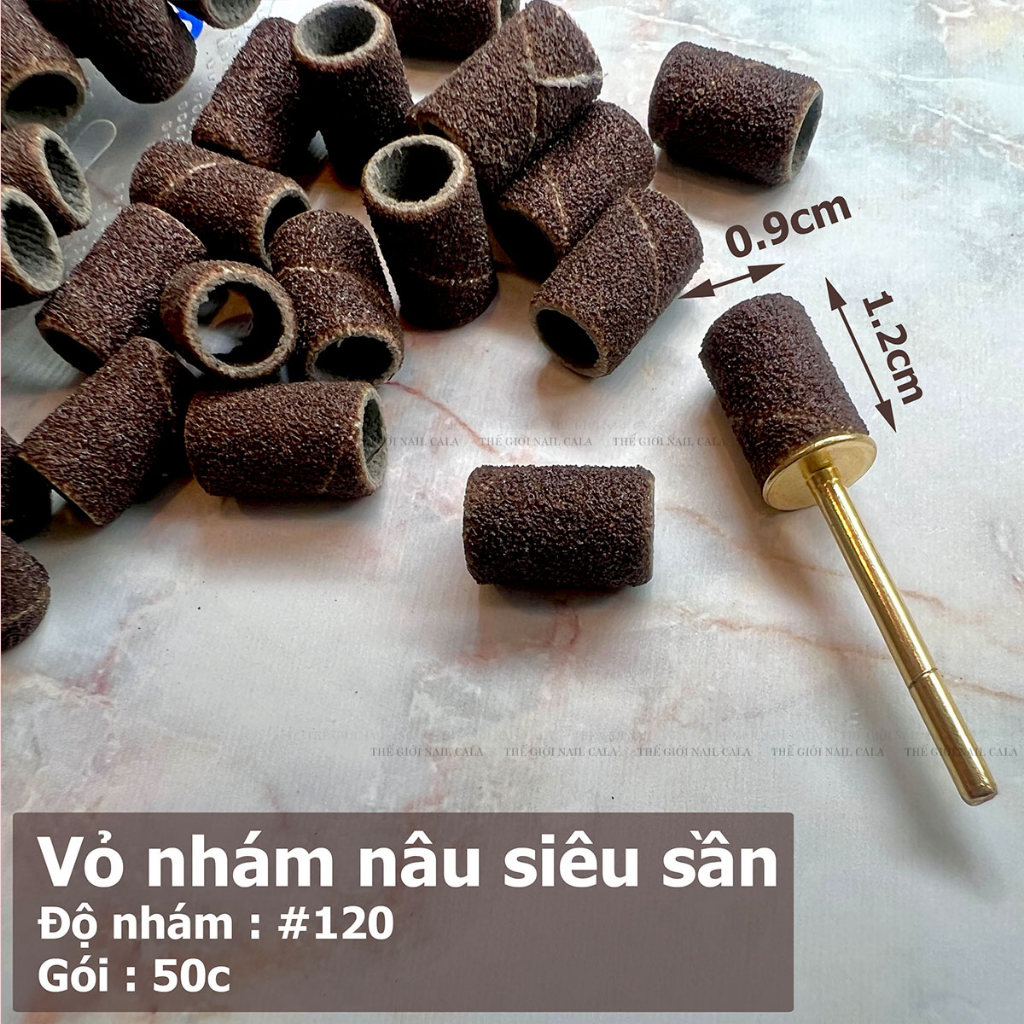 Đầu mài lắp nhám vỏ nhám làm nail - Cuộn vỏ nhám tím mịn, siêu sần - Cuộn vỏ nhám nâu độ nhám #120, #150, #240