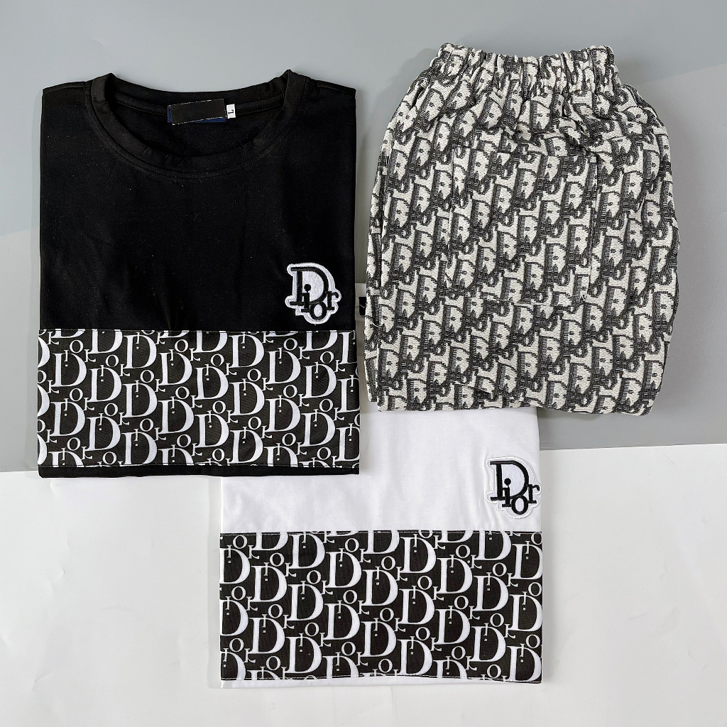 Bộ quần áo nam, set quần áo thun nam tay ngắn in chữ, thêu ngực chữ DIO, chất cotton thoáng mát