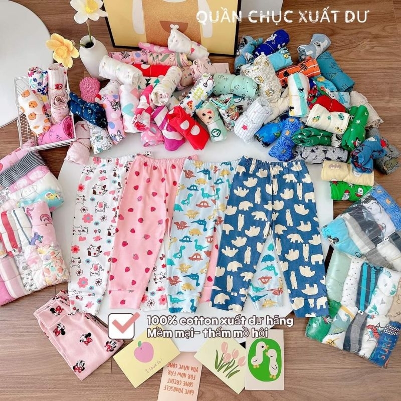 SÉT 10 QUẦN CHỤC DÀI BOZIP XUẤT DƯ CHO BÉ TRAI BÉ GÁI