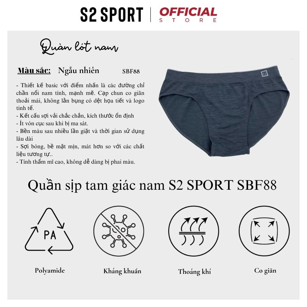 Quần sịp tam giác nam S2 SPORT SBF88 dáng briefs cạp cao phối line logo dệt liền co giãn kháng khuẩn khử mùi thoáng khí