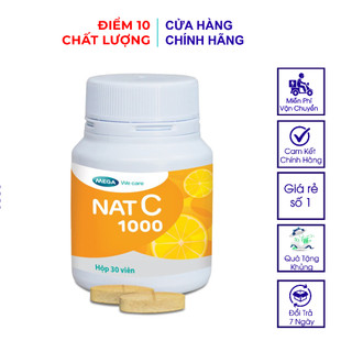 Viên uống Vitamin C giúp sáng da, tăng cường sức đề kháng Mega We Care NAT C 1000