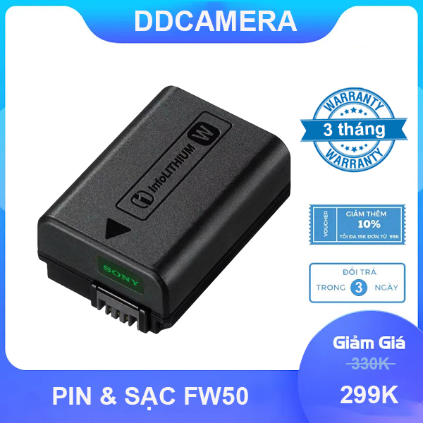 BH 3 tháng - Pin sạc Sony FW50 cho Sony Alpha 7, a7, a7II, Alpha 7R, a7R, Alpha 7R II, Alpha 7S, a7S, a7S II, Alpha a300