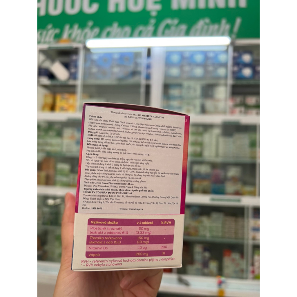 Viên uống cân bằng nội tiết tố nữ GS Merilin HARMONY giúp giảm triệu chứng tiền mãn kinh hộp 30 viên