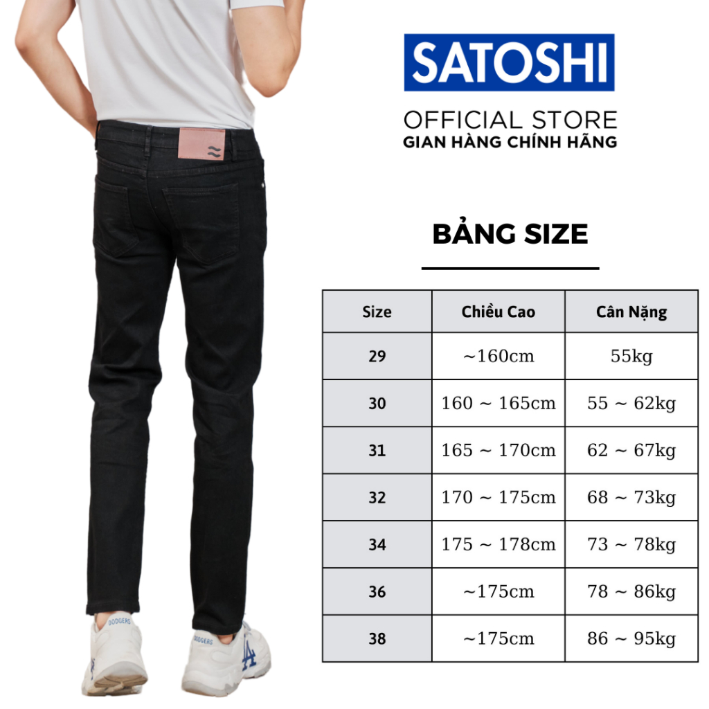 Quần Jean nam Satoshi SAQJ23 Basic SlimFit Black chất co giản dễ dàng vận động