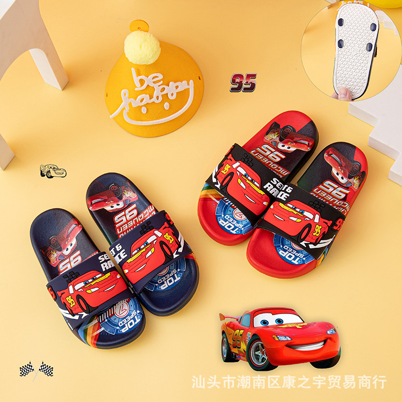 Dép lê nhựa dẻo cao cấp bé trai ô tô quai ngang thời trang nhẹ êm chống trơn trượt cho trẻ em 1 - 10 tuổi D54.