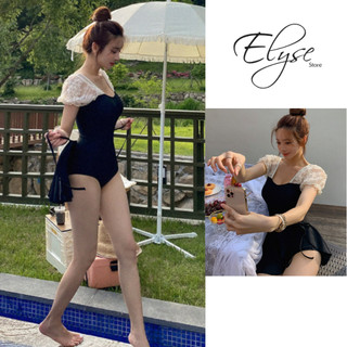 [ XẢ KHO] Bikini liền thân bộ đồ bơi cộc tay phối ren sang chảnh che khuyết điểm kèm chân váy ngoài thời trang Hàn Quôc