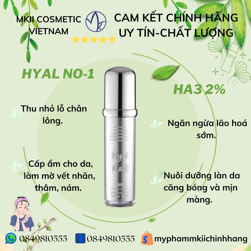 Serum HA3 Hyal No-1 căng bóng, trắng da, se khít lỗ chân lông MKII COSMETICS