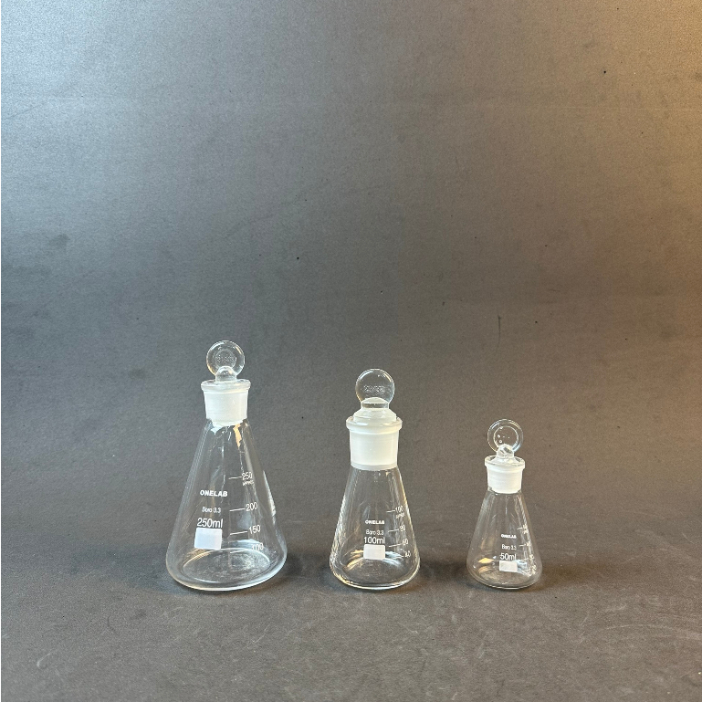 Bình tam giác có nút nhám thủy tinh 50ml, 100ml, 250ml, 500ml, 1000ml - LABHN