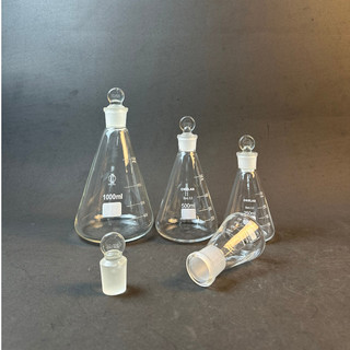 Bình tam giác có nút nhám thủy tinh 50ml, 100ml, 250ml, 500ml, 1000ml - labhn