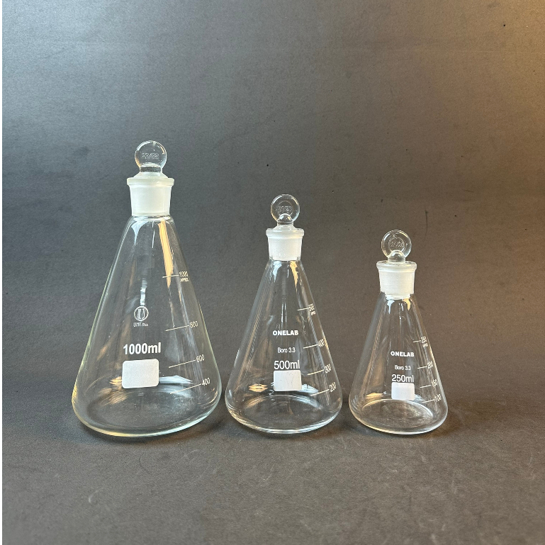 Bình tam giác có nút nhám thủy tinh 50ml, 100ml, 250ml, 500ml, 1000ml - LABHN