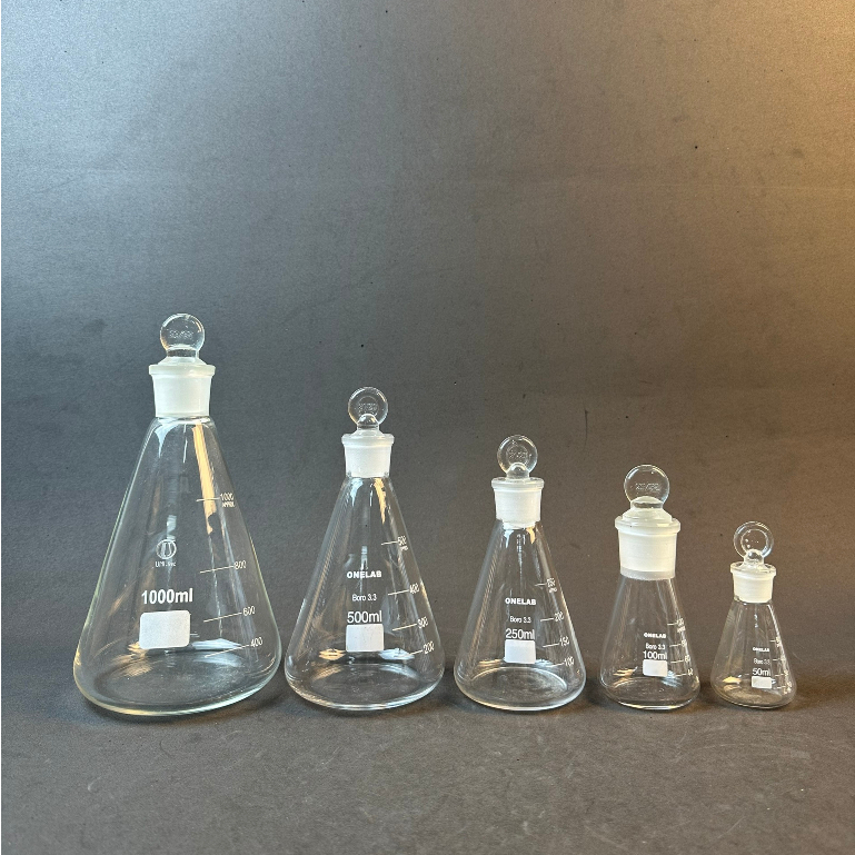 Bình tam giác có nút nhám thủy tinh 50ml, 100ml, 250ml, 500ml, 1000ml - LABHN