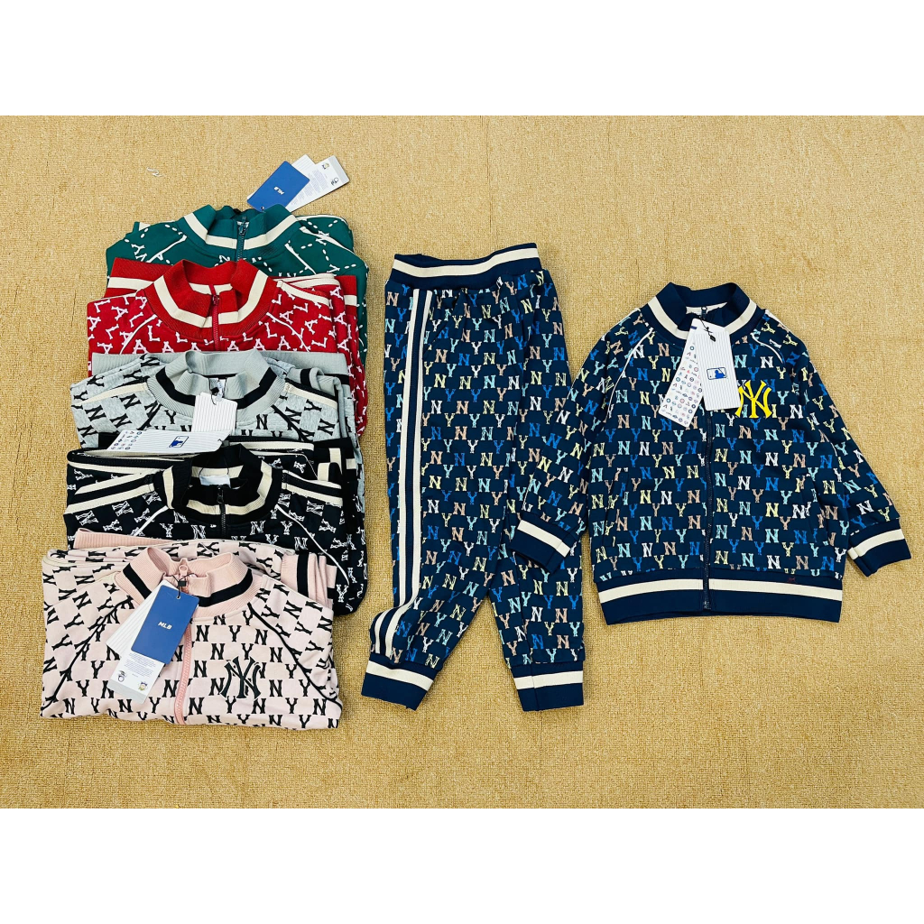 Bộ nỉ kéo khoá da cá MLB dư xịn cho bé