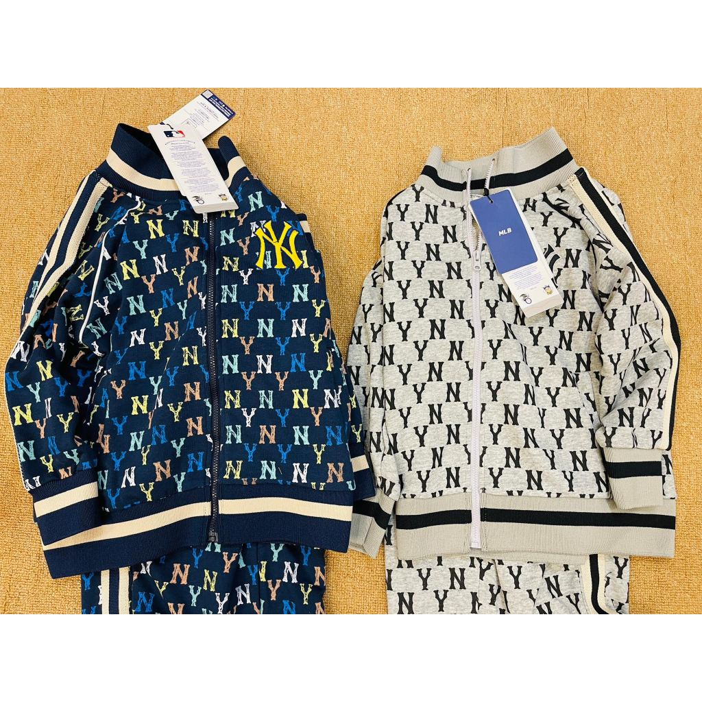 Bộ nỉ kéo khoá da cá MLB dư xịn cho bé