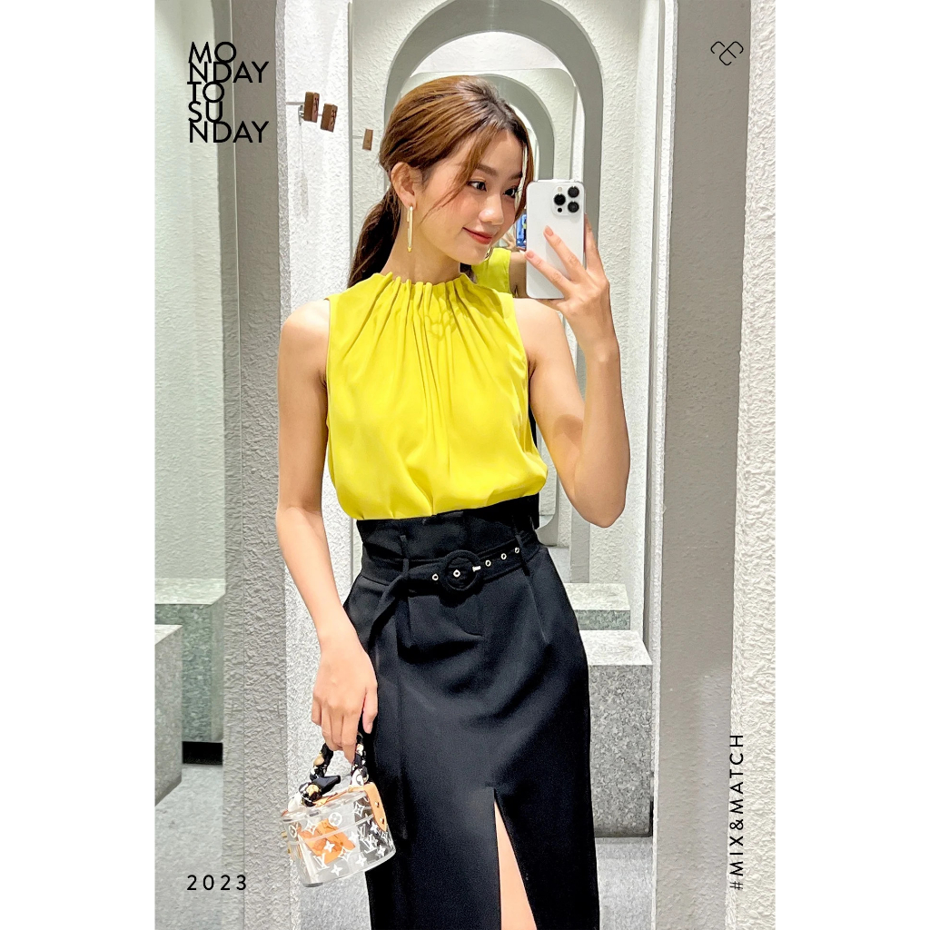 Váy bút chì thắt dây xẻ giữa - Everluxe