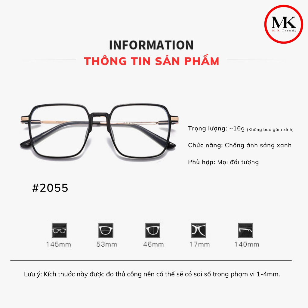 Mắt kính mát thời trang nam nữ dễ thương năng động chống ánh sáng xanh tia UV gọng kính cao cấp titan má hồng MÃ 2055