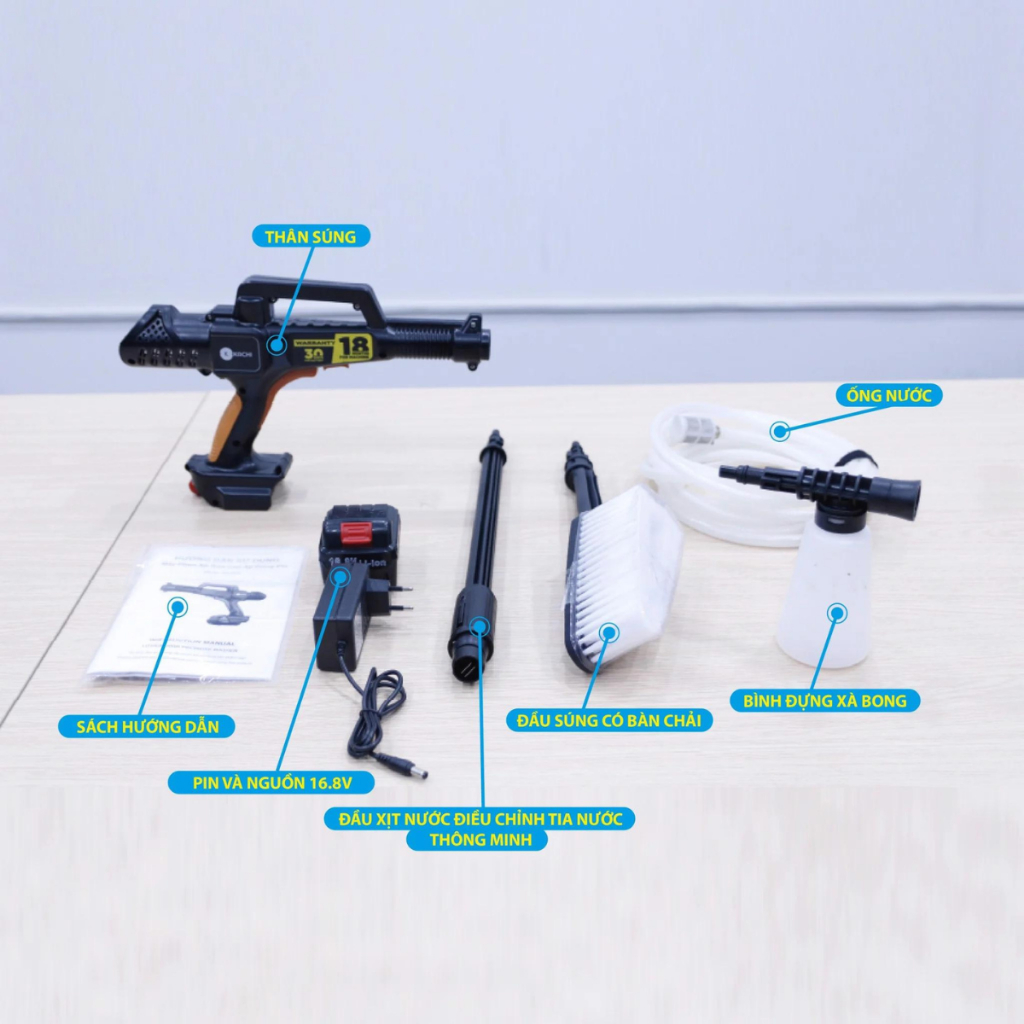 Máy Phun Xịt Rửa Cao Áp dùng pin Kachi MK260