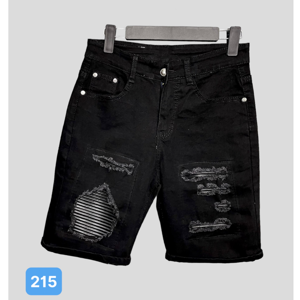 Quần short bò nam màu đen xướt co giãn OBOKFASHION chất bò dễ phối đồ cao cấp phong cách hàn quốc QJN248