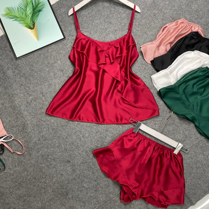 ĐỒ BỘ NGỦ TIỂU THƯ LỤA SATIN CAO CẤP SEXY MẶC NHÀ
