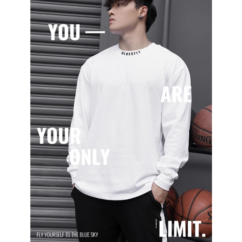 Áo Nỉ Cổ Trắng Tròn Thời Trang Unisex Nam Nữ Sành Điệu Phong Cách BLUES Hot Trend, Chất Liệu Nỉ Ngoại Ấm Áp Bền Đẹp