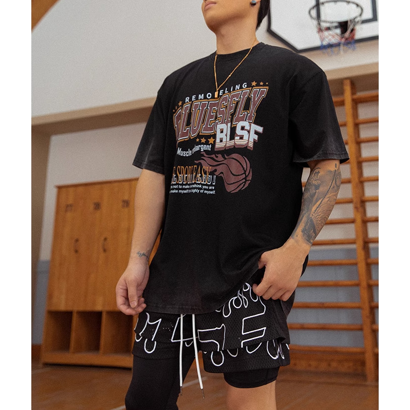 Áo Phông Hè Cổ Tròn Nam Nữ Tay Lỡ Bóng Rổ BLUESFLI 3D Sành Điệu, Chất Liệu Cotton Khô Mềm Mịn Thấm Hút Mồ Hôi Cực Tốt