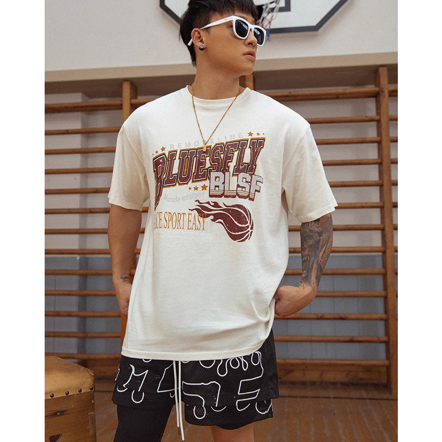 Áo Phông Hè Cổ Tròn Nam Nữ Tay Lỡ Bóng Rổ BLUESFLI 3D Sành Điệu, Chất Liệu Cotton Khô Mềm Mịn Thấm Hút Mồ Hôi Cực Tốt