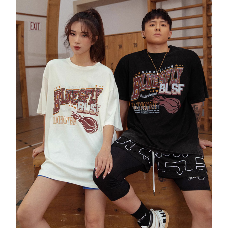 Áo Phông Hè Cổ Tròn Nam Nữ Tay Lỡ Bóng Rổ BLUESFLI 3D Sành Điệu, Chất Liệu Cotton Khô Mềm Mịn Thấm Hút Mồ Hôi Cực Tốt