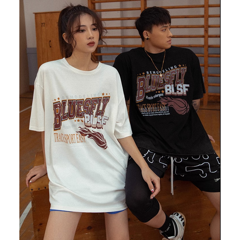 Áo Phông Hè Cổ Tròn Nam Nữ Tay Lỡ Bóng Rổ BLUESFLI 3D Sành Điệu, Chất Liệu Cotton Khô Mềm Mịn Thấm Hút Mồ Hôi Cực Tốt