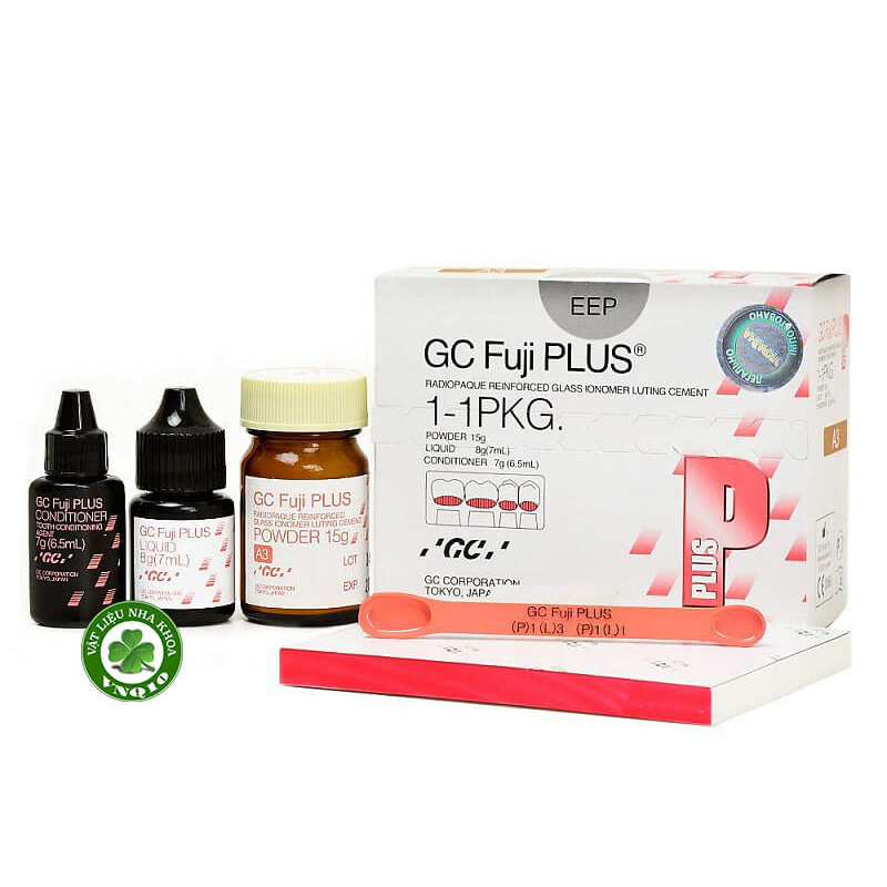 Xi măng gắn răng GLASS IONOMER gia cố nhựa FUJI PLUS GC