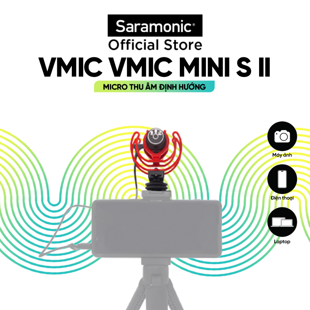 Micro Thu Âm Saramonic Vmic Mini S II - Chế Độ Thu ASMR - Dành Cho Máy Ảnh, Điện thoại - Bảo Hành Chính Hãng 24 Tháng