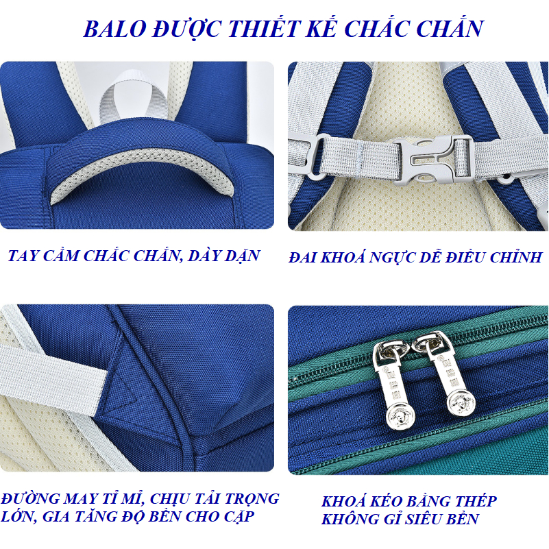 Balo Học Sinh Tiểu Học Cho Bé Gái Bé Trai Học Sinh Cấp 1 Chống Gù, Chống Thấm Nước BL683 NATIFA