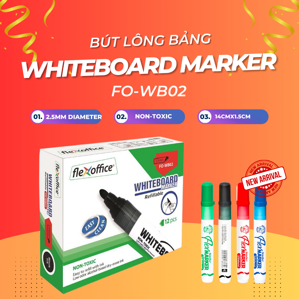 Combo 12 Bút FlexOffice Whiteboard Marker FO-WB02
