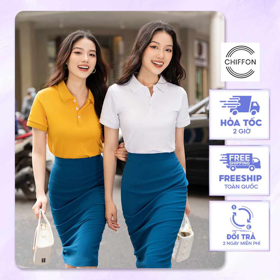 Áo polo CHIFFON mắt chim cổ trơn cao cấp