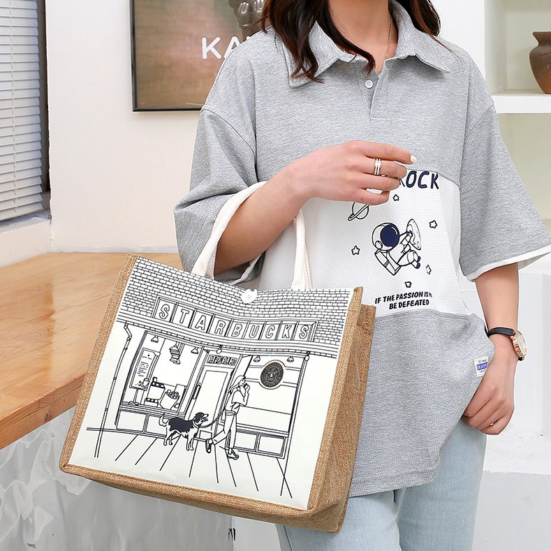 Túi cói Starbuc MẪU MỚI FREESHIP Túi đi biển phiên bản mới thời trang phong cách HÀN QUỐC siêu xinh