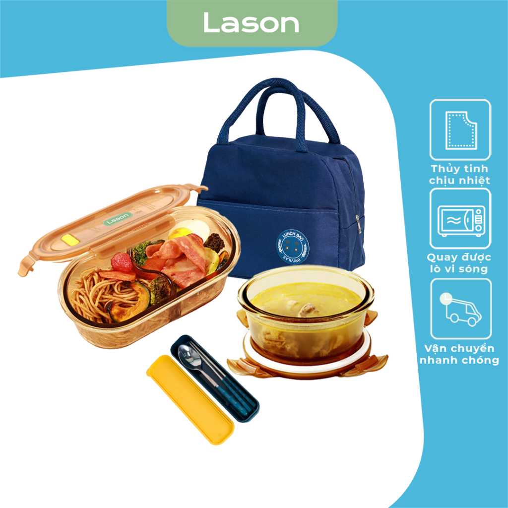 Mã BMICB15 giảm 10 đơn 0đ Hộp đựng cơm thủy tinh Lason Hổ Phách hộp ...