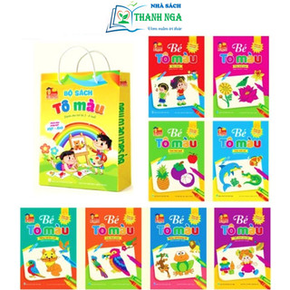 Sách - Bộ Sách Tô Màu phiên bản song ngữ Việt-Anh - Dành cho bé từ 3-4 tuổi (Túi 8 cuốn)