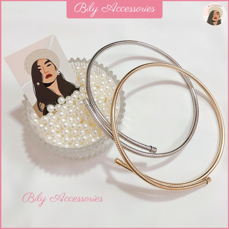 BILY - Vòng cổ dáng kiềng co dãn ánh kim cổ điển dễ phối đồ lấp lánh đi tiệc cực sang trọng