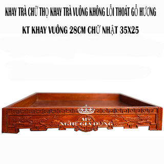 Khay vuông không lối thoát khay trà vuông chữ thọ trang trí nhà cửa gỗ hương