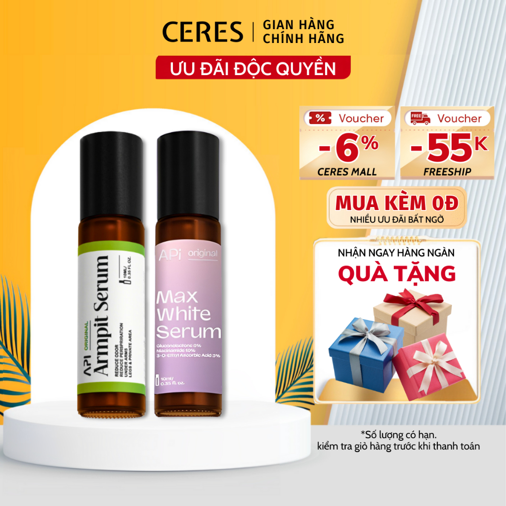 Son Nách Api Combo Lăn Khử Mùi Hôi Nách 10ml + Trắng Nách Giảm Thâm Mee Natural 10ml