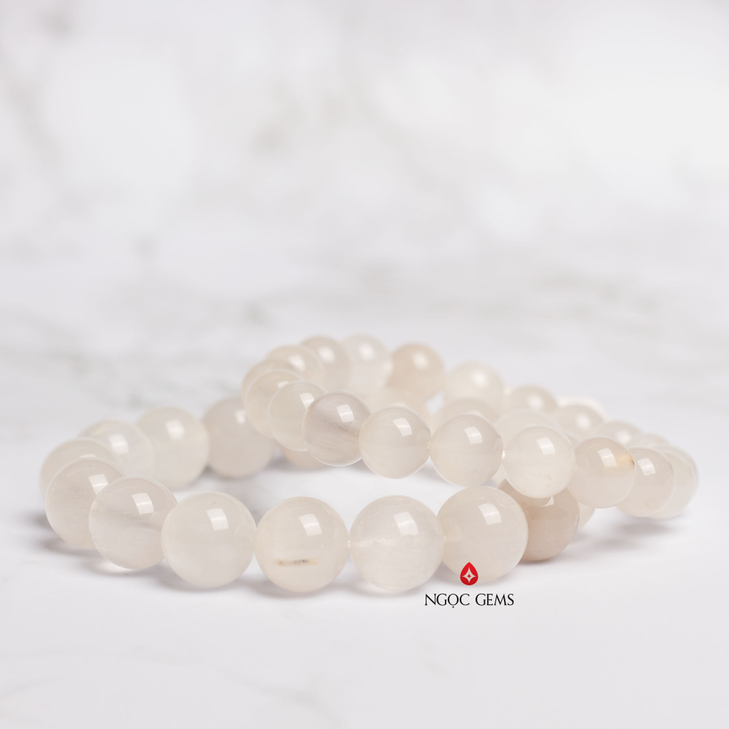 Vòng tay đá Thạch Anh Tóc Trắng B,Trẻ Trung,Nữ tính - ATT - 9-14mm - Ngọc Gems