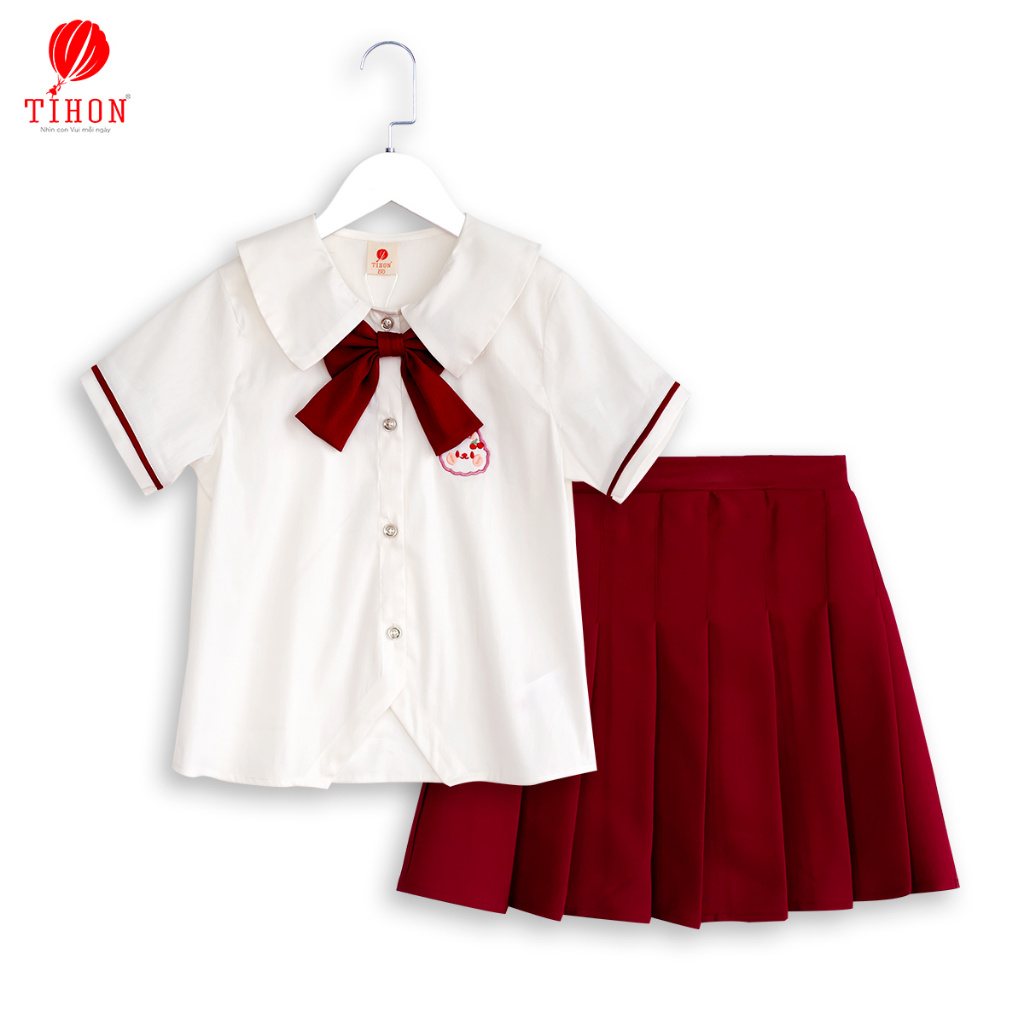 Bộ đồng phục cho bé gái TIHON cao cấp chất liệu thoáng mát thiết kế siêu xinh SET0750450