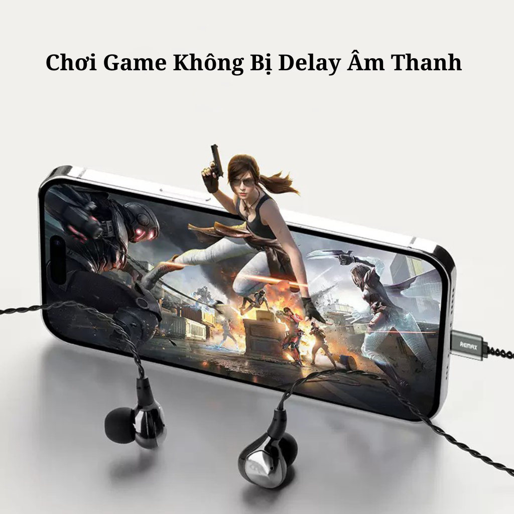 Tai Nghe Gaming Có Dây Chân Lighning Remax RM-616i Kết Nối Trực Tiếp Ko Cần Bluetooth Bass Mạnh Remax Bảo Hành 12 Tháng