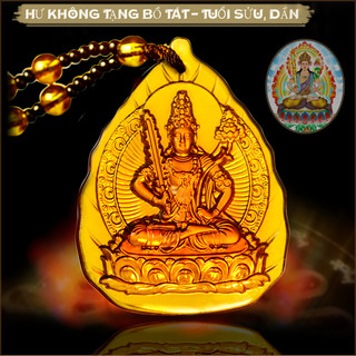 Chuỗi hạt đeo cổ mặt Phật Hư Không Tạng Bồ Tát tựa lá đề -Phật bản mệnh người tuổi Sửu, tuổi Dần