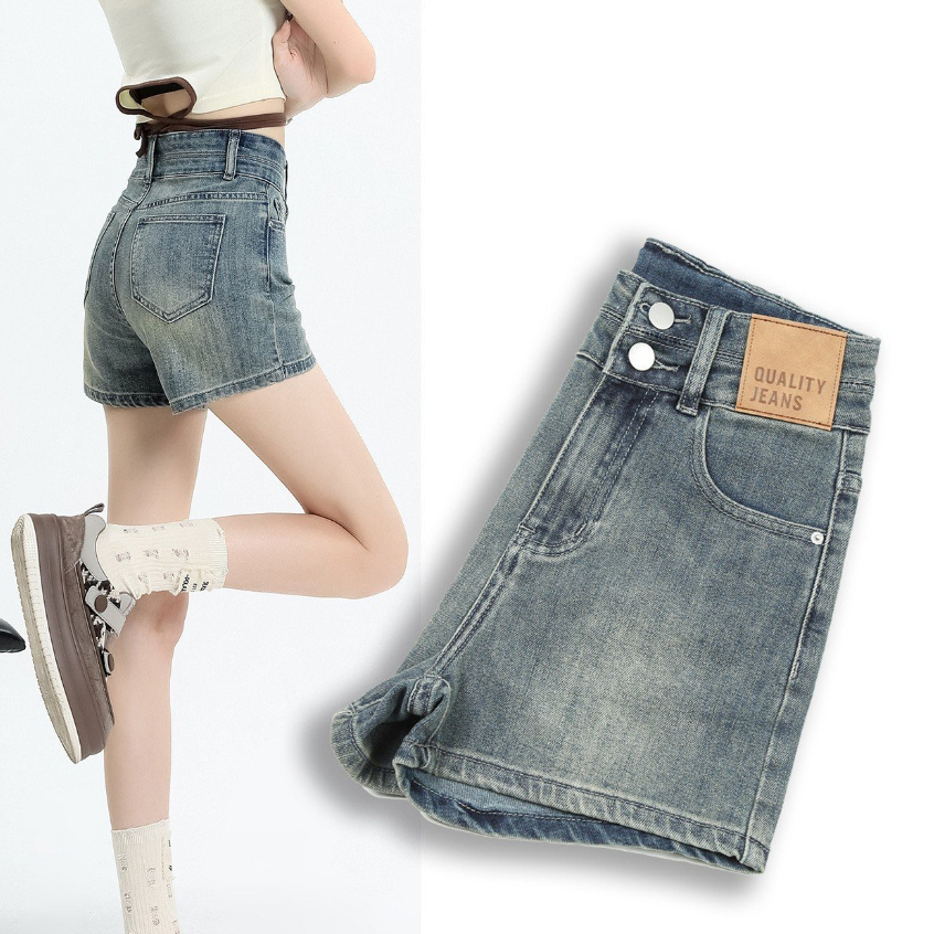 Quần Jean Short Nữ Mạc Da Lưng Siêu Cao Co Giãn Wad Bụi MS75Q-Quần Đùi Bò