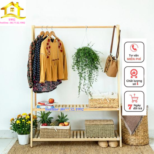 Kệ Treo Quần Áo Chữ A Gỗ Thông Nhập Khẩu 1 Tầng / 2 Tầng , Kệ gỗ treo quần áo chữ a 2 tầng