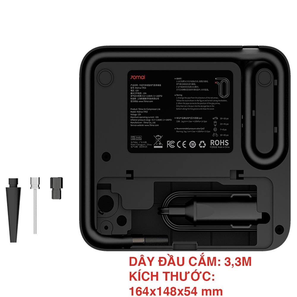 BƠM LỐP Ô TÔ ĐA NĂNG TỰ NGẮT CHÍNH HÃNG XIAOMI -  BẢO HÀNH 12 THÁNG