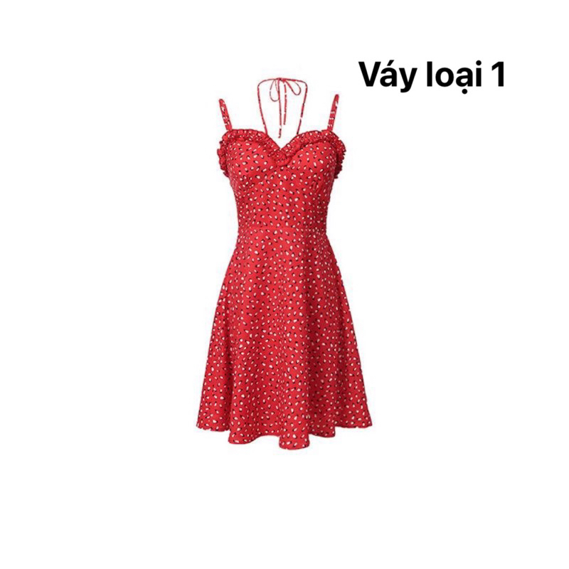 Váy hai dây đỏ chấm bi Triệu Lộ Tư  2 loại sexy ngọt ngào