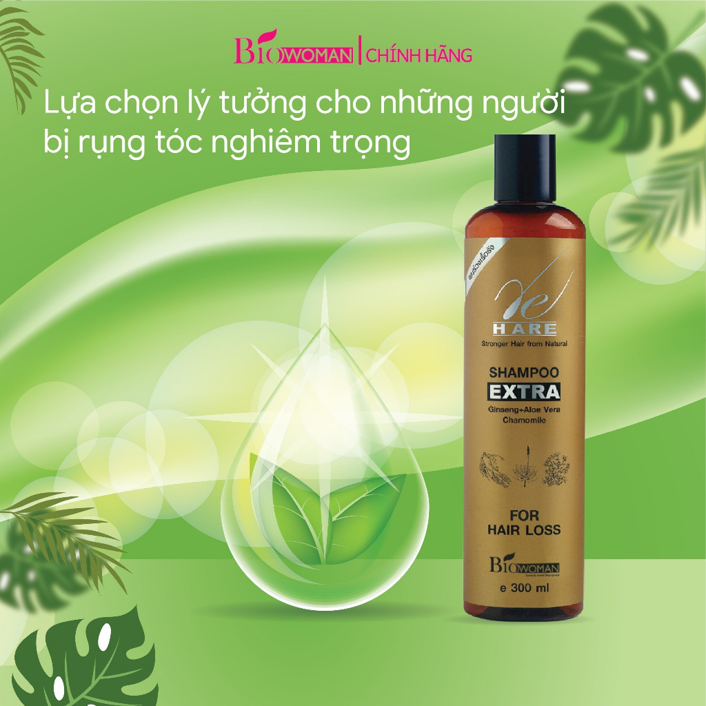 Dầu gội thảo dược Biowoman Shampoo Extra chiết suất nhân sâm giúp đen tóc ngăn ngừa rụng tóc 300ml