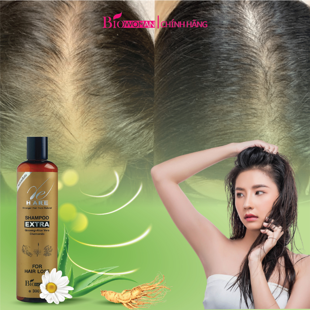 Dầu gội thảo dược Biowoman Shampoo Extra chiết suất nhân sâm giúp đen tóc ngăn ngừa rụng tóc 300ml