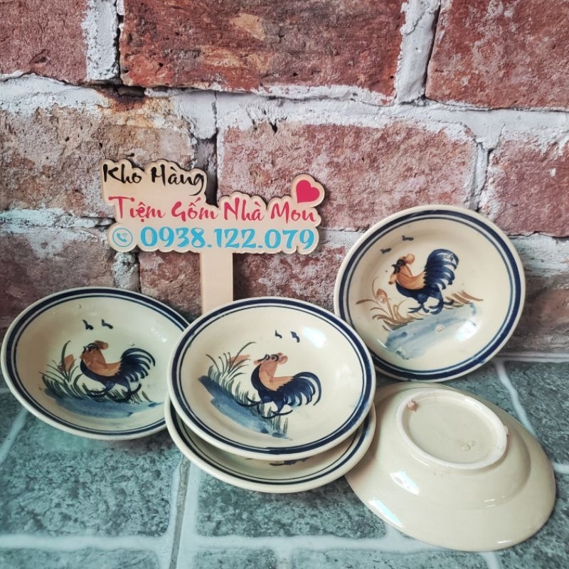 💢💢Dĩa Con Gà Trống Mẫu Gốm Xưa Nam Bộ 💥 Loại thường thô sạn
